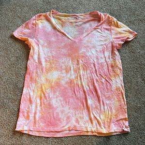 LOFT pink & orange tie dye shirt size large